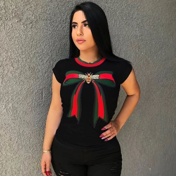 Graphic T-Shirt Bow Top  - Picture 6 of 7